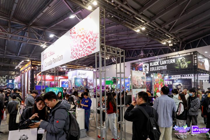 Pavilions and exhibitor booths lining the venue at a past WePlay Expo